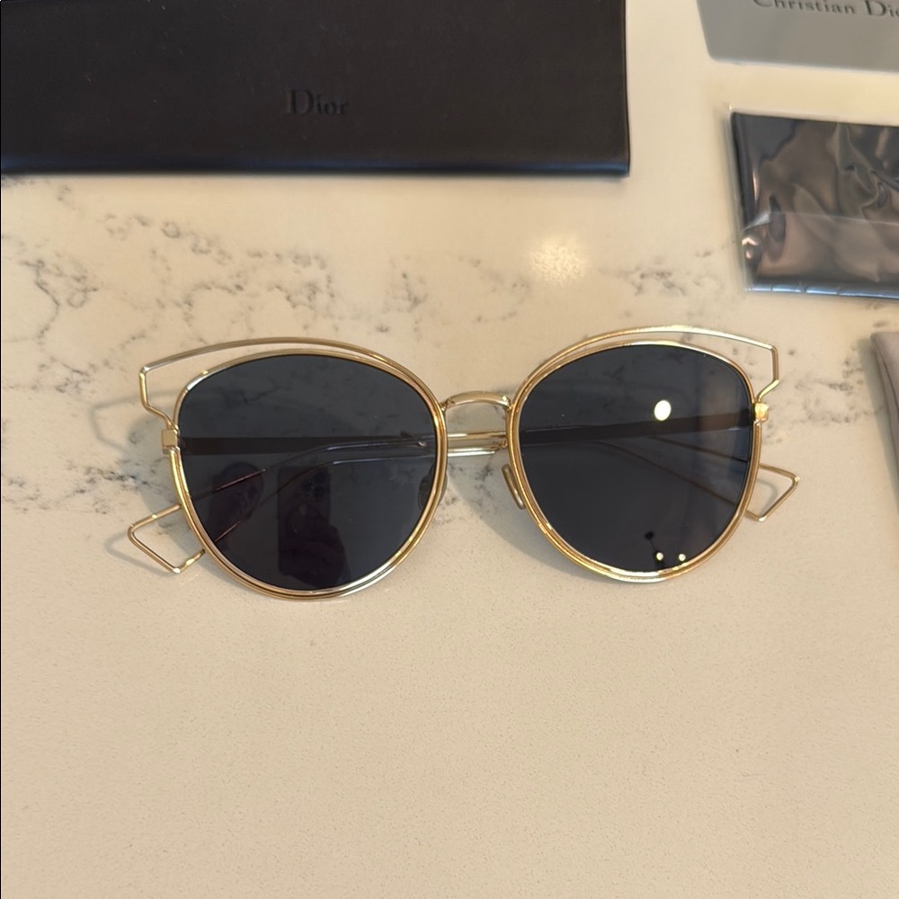 Dior Sideral Gold Frame Sunglasses with Black Lenses - Picture 2 of 14